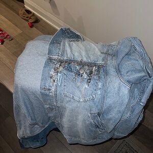 Feng Chen Wang Crystal-Embellished Detail Denim Jacket